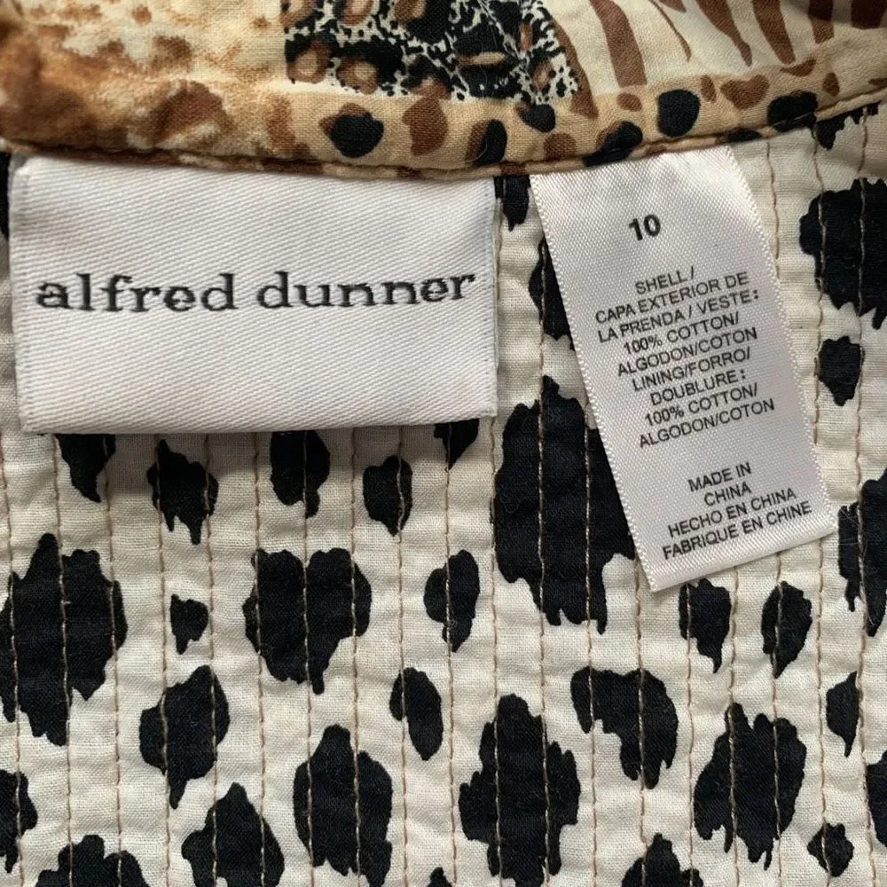 Vintage‎ 90s Collarless Blazer Jacket Ecru Patchwork Quilted Zebra Animal Print